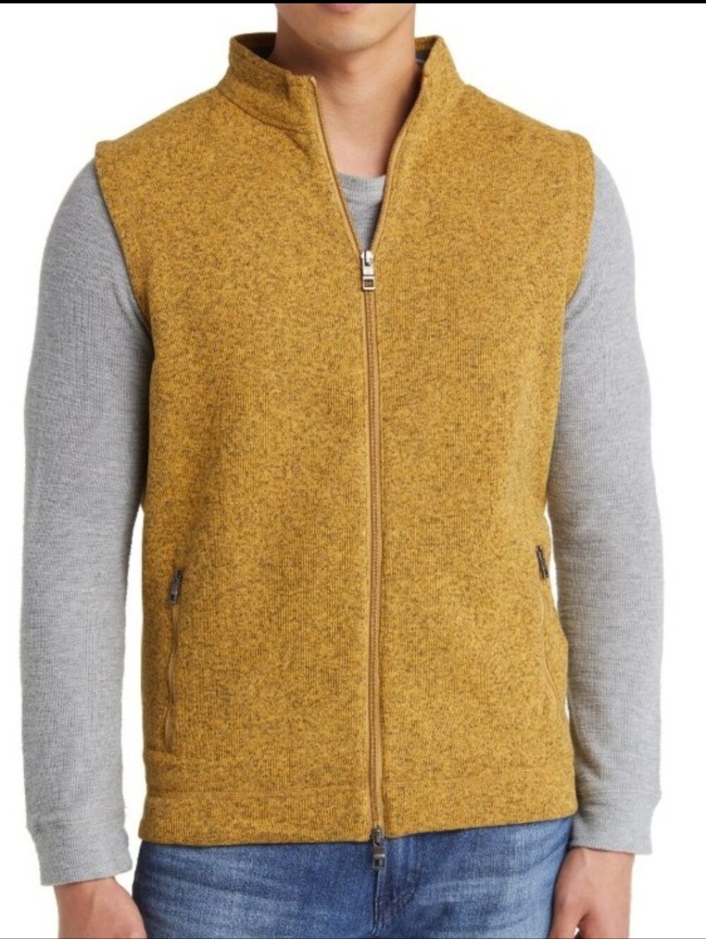 Peter Millar Mustard Yellow Full Zip Fleece Vest Jacket Medium